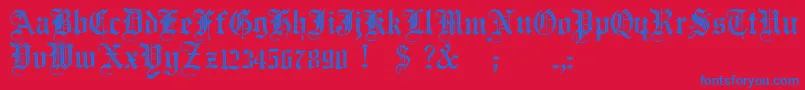 JmhSantaMariaRough Font – Blue Fonts on Red Background