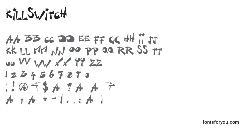 Schriftart KillSwitch – Alphabet, Zahlen, spezielle Symbole