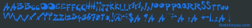 KillSwitch-Schriftart – Blaue Schriften auf schwarzem Hintergrund