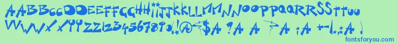 KillSwitch-Schriftart – Blaue Schriften auf grünem Hintergrund