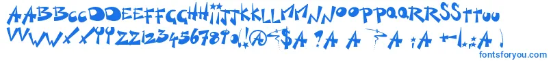KillSwitch-Schriftart – Blaue Schriften auf weißem Hintergrund