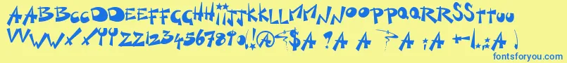 KillSwitch-Schriftart – Blaue Schriften auf gelbem Hintergrund