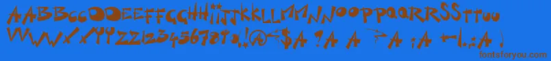 フォントKillSwitch – 茶色の文字が青い背景にあります。