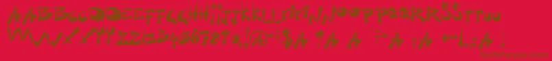 KillSwitch-Schriftart – Braune Schriften auf rotem Hintergrund