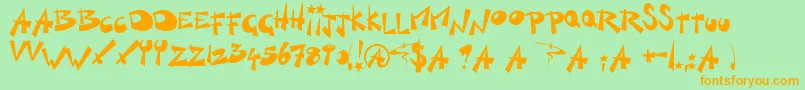 KillSwitch-Schriftart – Orangefarbene Schriften auf grünem Hintergrund