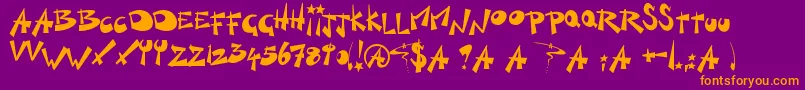 KillSwitch-Schriftart – Orangefarbene Schriften auf violettem Hintergrund