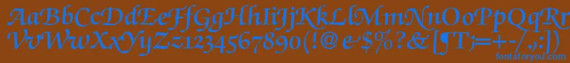 Czcionka ZabriskiescriptswashDemiRegular – niebieskie czcionki na brązowym tle