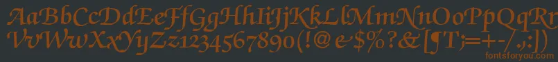 Шрифт ZabriskiescriptswashDemiRegular – коричневые шрифты на чёрном фоне