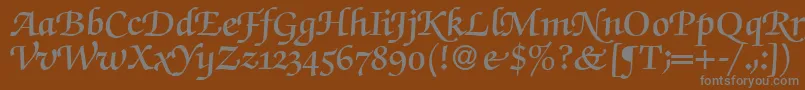 フォントZabriskiescriptswashDemiRegular – 茶色の背景に灰色の文字