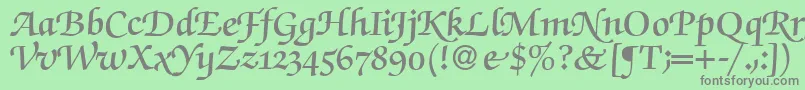 フォントZabriskiescriptswashDemiRegular – 緑の背景に灰色の文字