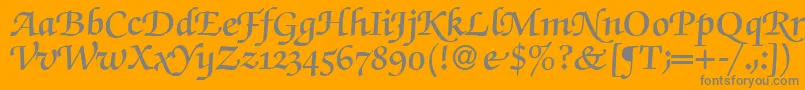 フォントZabriskiescriptswashDemiRegular – オレンジの背景に灰色の文字