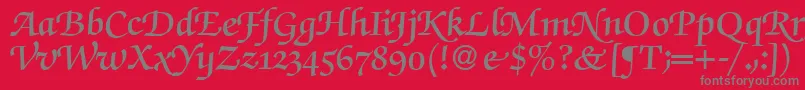 フォントZabriskiescriptswashDemiRegular – 赤い背景に灰色の文字