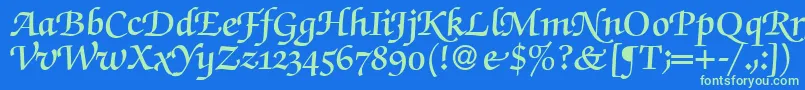 ZabriskiescriptswashDemiRegular Font – Green Fonts on Blue Background