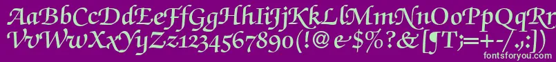 ZabriskiescriptswashDemiRegular Font – Green Fonts on Purple Background