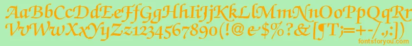 ZabriskiescriptswashDemiRegular Font – Orange Fonts on Green Background