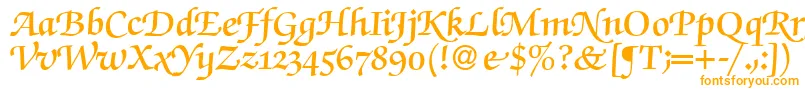 フォントZabriskiescriptswashDemiRegular – 白い背景にオレンジのフォント