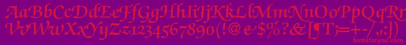 ZabriskiescriptswashDemiRegular-Schriftart – Rote Schriften auf violettem Hintergrund