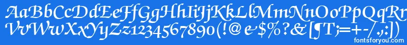 フォントZabriskiescriptswashDemiRegular – 青い背景に白い文字