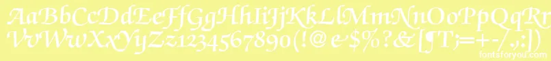 フォントZabriskiescriptswashDemiRegular – 黄色い背景に白い文字