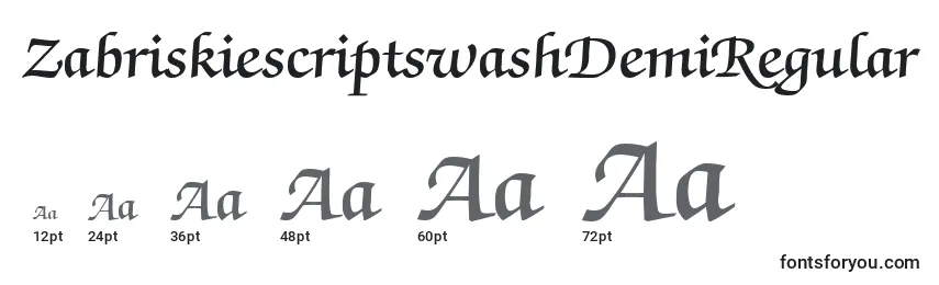 ZabriskiescriptswashDemiRegular Font Sizes