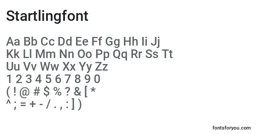Czcionka Startlingfont – alfabet, cyfry, specjalne znaki