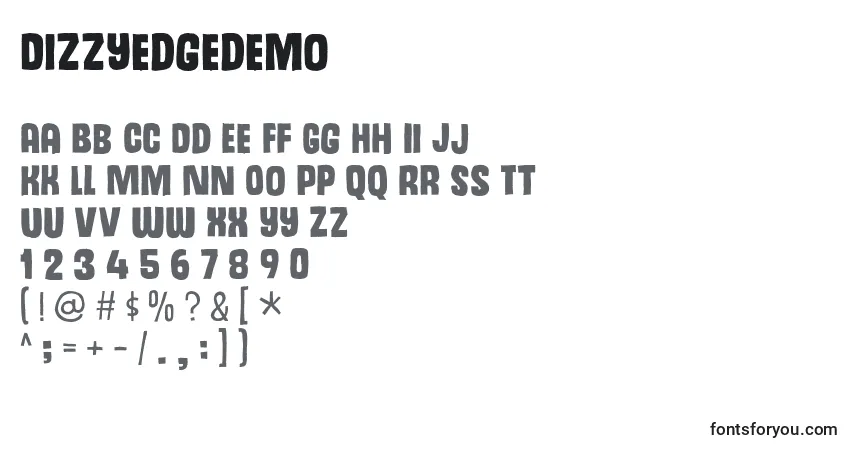 Schriftart Dizzyedgedemo – Alphabet, Zahlen, spezielle Symbole