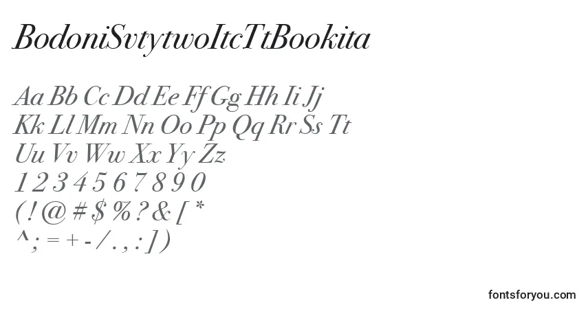 A fonte BodoniSvtytwoItcTtBookita – alfabeto, números, caracteres especiais