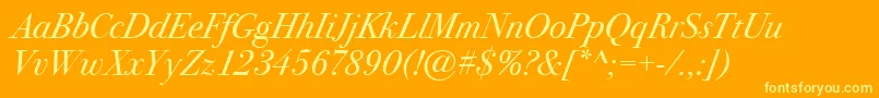 BodoniSvtytwoItcTtBookita Font – Yellow Fonts on Orange Background