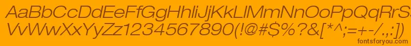 Weitere Informationen zur Heaveneticaextd4Ltoblsh-Schriftart Heaveneticaextd4Ltoblsh-Schriftart – Braune Schriften auf orangefarbenem Hintergrund