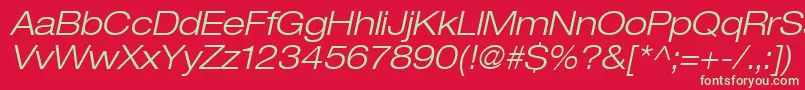 Czcionka Heaveneticaextd4Ltoblsh – zielone czcionki na czerwonym tle