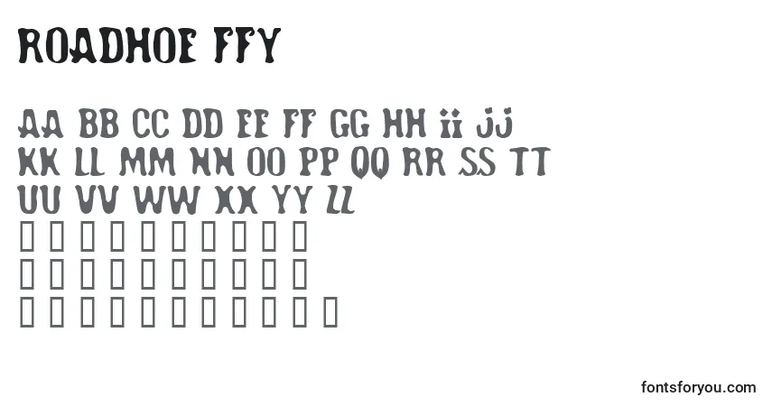Roadhoe ffy-fontti – aakkoset, numerot, erikoismerkit