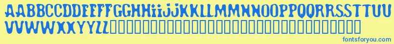 Roadhoe ffy-Schriftart – Blaue Schriften auf gelbem Hintergrund