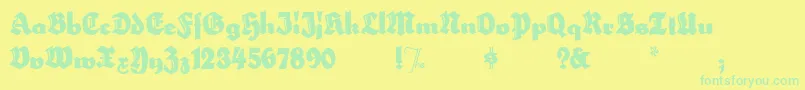 フォントHerzogvongrafTallMeg – 黄色い背景に緑の文字
