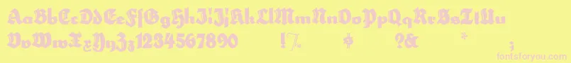 Fonte HerzogvongrafTallMeg – fontes rosa em um fundo amarelo