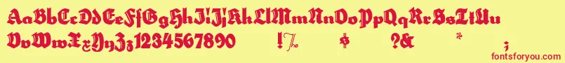 Шрифт HerzogvongrafTallMeg – красные шрифты на жёлтом фоне