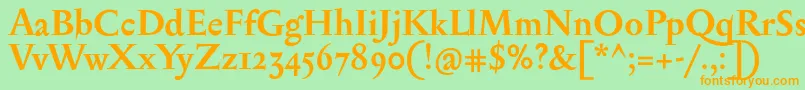 フォントSerapioniiBold – オレンジの文字が緑の背景にあります。