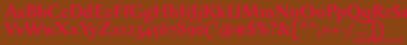フォントSerapioniiBold – 赤い文字が茶色の背景にあります。