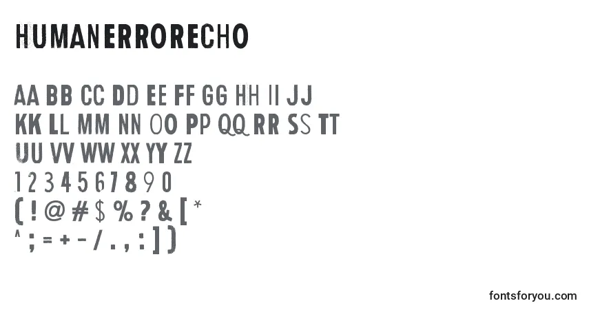 HumanErrorEcho Font – alphabet, numbers, special characters