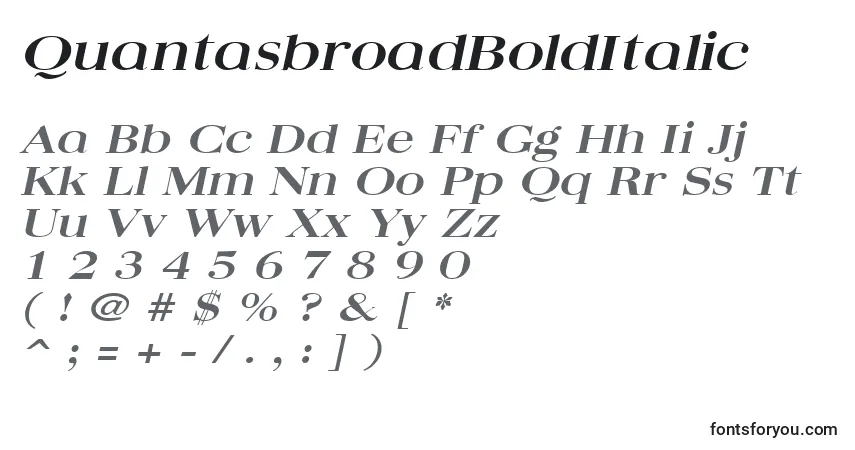 Czcionka QuantasbroadBoldItalic – alfabet, cyfry, specjalne znaki