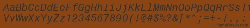 フォントMonospace821ItalicBt – 黒い文字が茶色の背景にあります