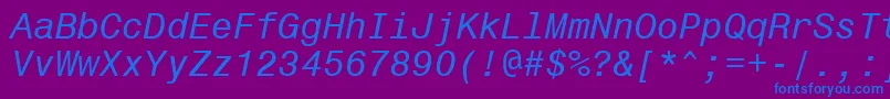 Monospace821ItalicBt Font – Blue Fonts on Purple Background