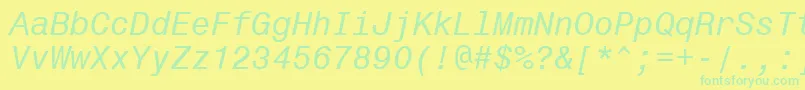 Police Monospace821ItalicBt – polices vertes sur fond jaune
