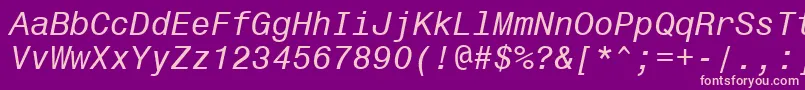 フォントMonospace821ItalicBt – 紫の背景にピンクのフォント