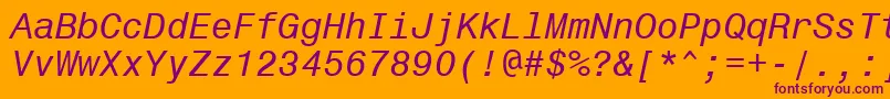Monospace821ItalicBt Font – Purple Fonts on Orange Background