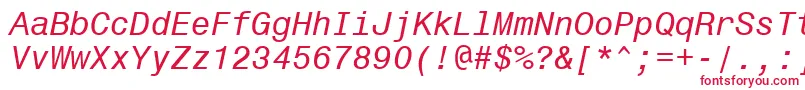 フォントMonospace821ItalicBt – 白い背景に赤い文字