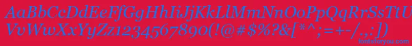 Fonte GeorgiaItalic – fontes azuis em um fundo vermelho