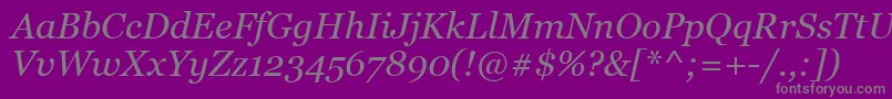 GeorgiaItalic-Schriftart – Graue Schriften auf violettem Hintergrund
