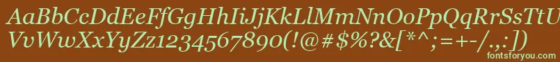 GeorgiaItalic Font – Green Fonts on Brown Background