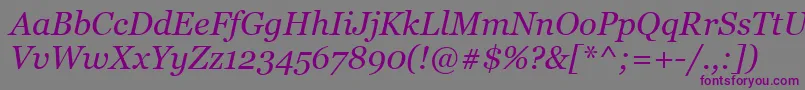 GeorgiaItalic-fontti – violetit fontit harmaalla taustalla