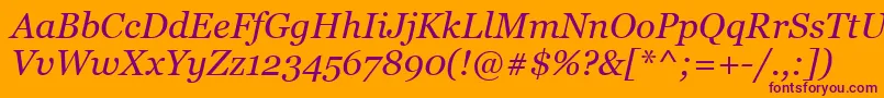 GeorgiaItalic-fontti – violetit fontit oranssilla taustalla